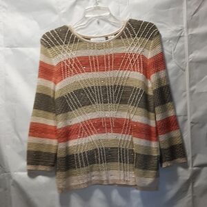 Alfred Dunner Multicolor Striped Sweater